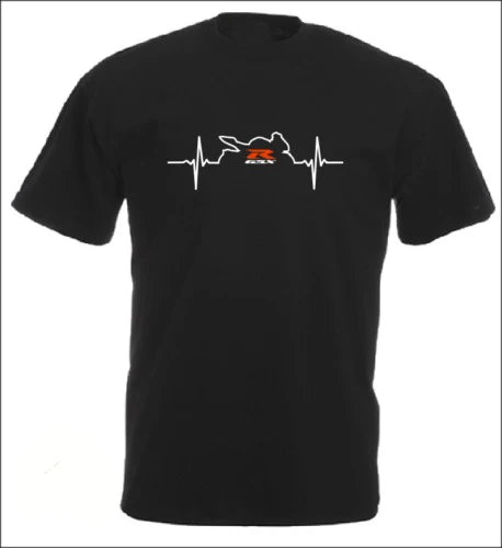 Motorcycle Heartbeat Print Men's T-Shirt – Biker Short Sleeve Tee