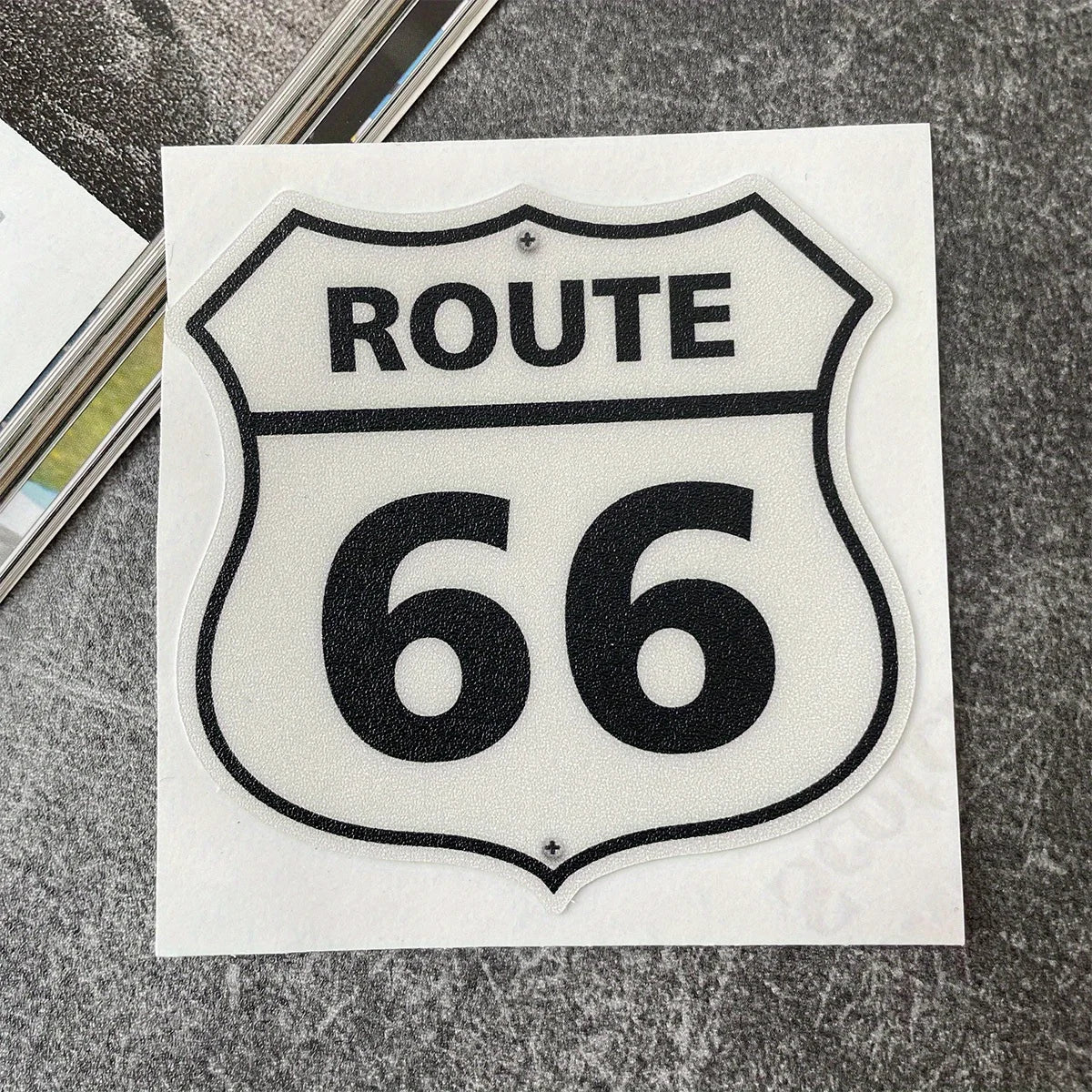 Route 66 Frosted Motorcycle Sticker – Waterproof UV-Resistant Decal