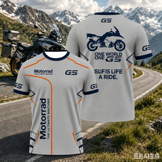 Men's Motorcycle Silhouette Graphic T-Shirt – Breathable Sportswear Tee