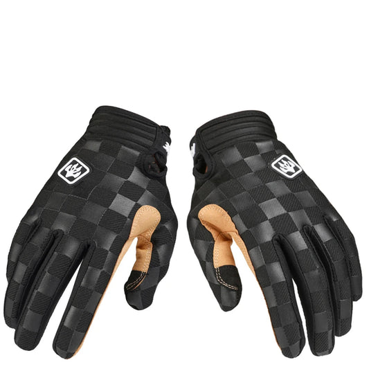 Retro Checkered Motocross Gloves – Full Finger Motorcycle Racing Gloves