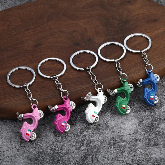 Mini Scooter Keychain – Vintage 3D Metal Moped Key Ring