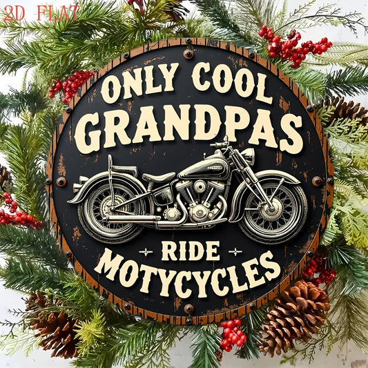 Only Cool Grandpas Ride Motorcycles – Vintage Metal Garage Sign 20x20cm
