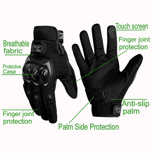 Full Finger Motorcycle Gloves – Knuckle Armor Touch Screen