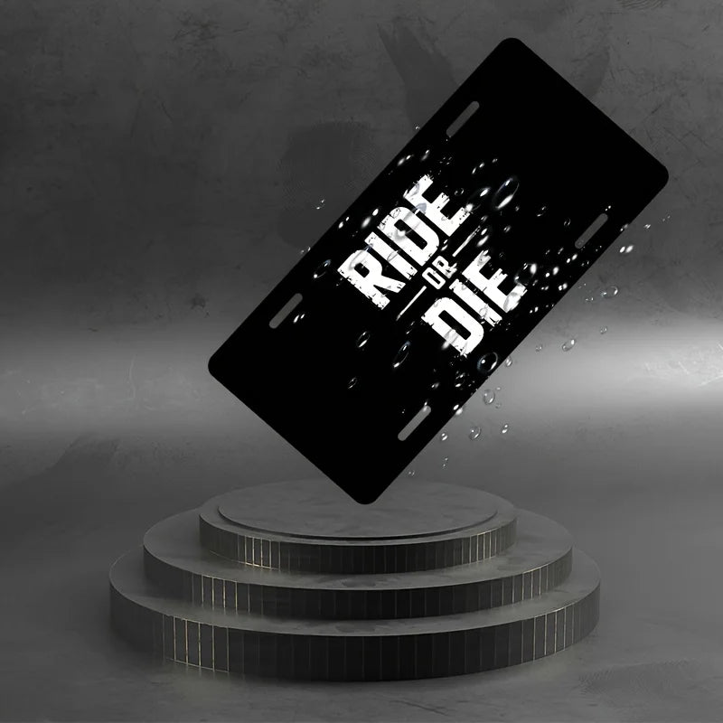 "Ride or Die" Biker Aluminum Decorative License Plate – Garage Wall Art