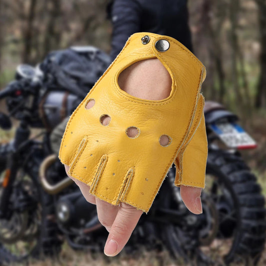 Fingerless Leather Motorcycle Gloves – Half Finger Riding Gloves