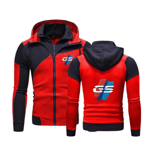 GS Adventure Slim-Fit Zip Hoodie – Men's Patchwork Colorblock Jacket