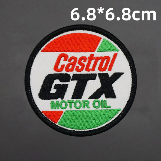 Motor Oil Embroidered Patch — Sew-On or Hook Backing