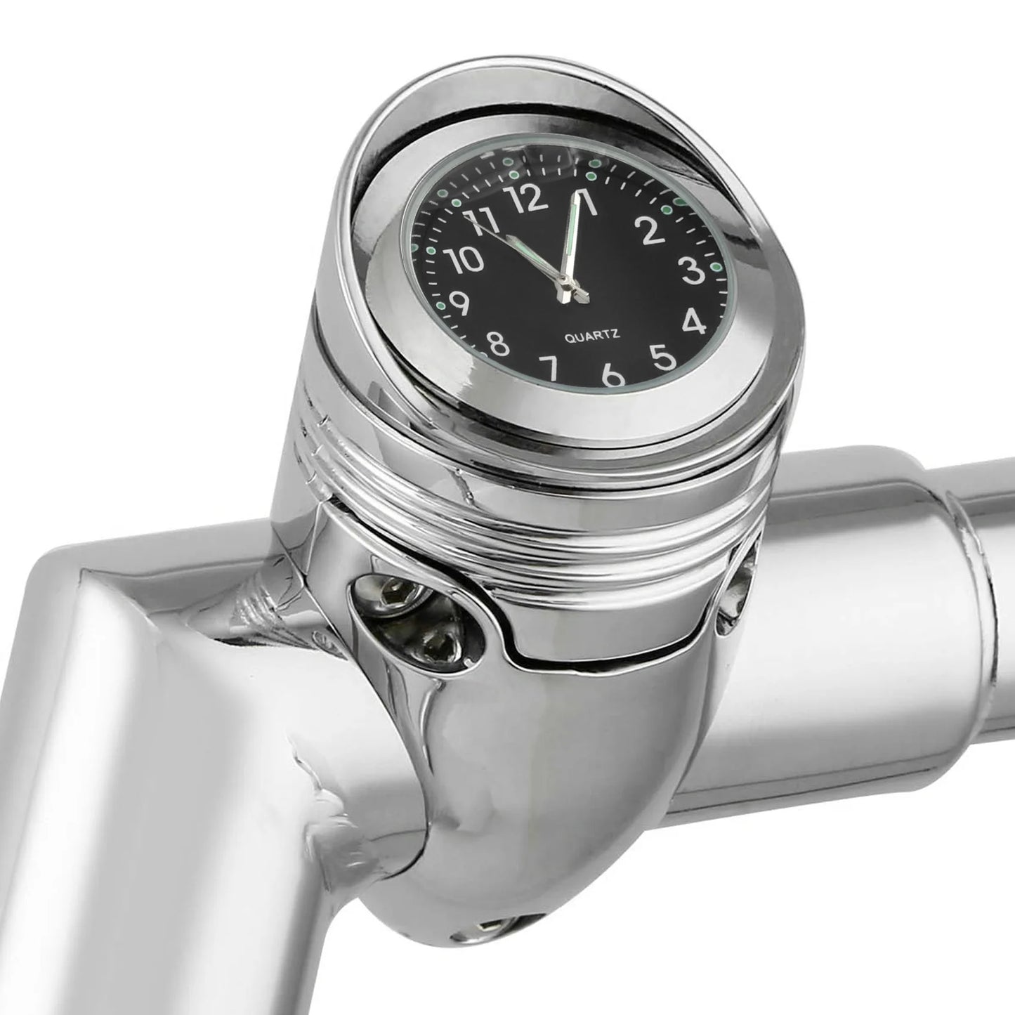 Chrome Handlebar Mount Clock — Billet Aluminum, 1-1/4" Fit