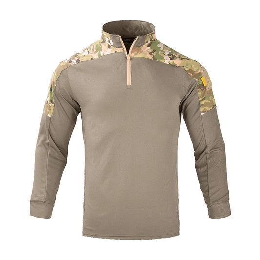 Men's Tactical Long Sleeve Shirt 1/4 Zip Quick-Dry Combat Top