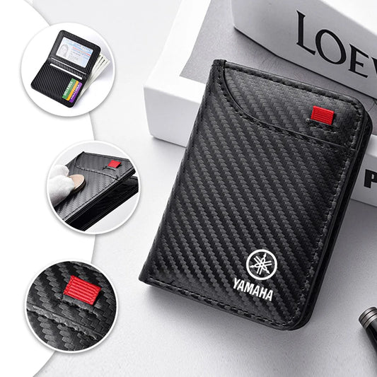 Carbon Fiber Motorcycle Card Wallet – Slim PU Leather Purse