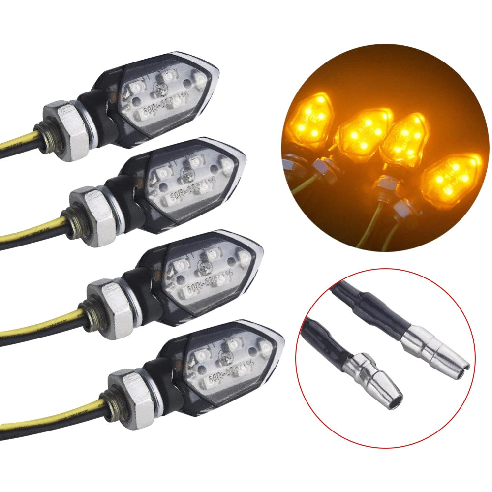 Mini Smoked Lens LED Motorcycle Turn Signal – Amber 12V Universal Blinker (4PCS)