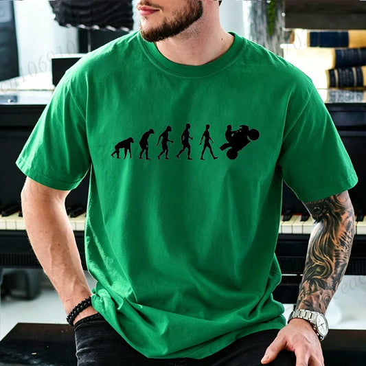 Motocross Graphic T-Shirt – Human Evolution Dirt Bike Rider, 11 Designs