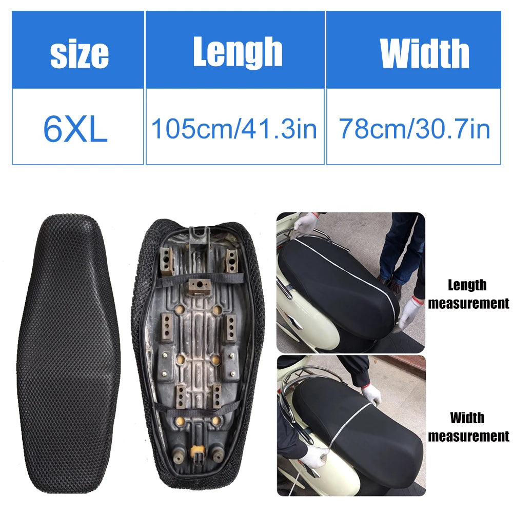 3D Mesh Motorcycle Seat Cover – Breathable Anti-Slip Cushion S-6XL