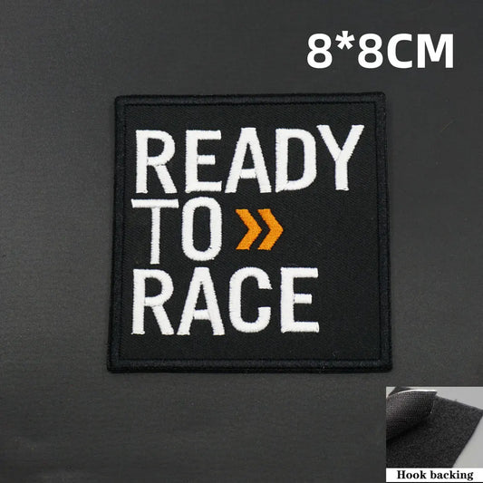 Ready to Race Embroidered Motorcycle Patch — Iron-On or Hook Backing