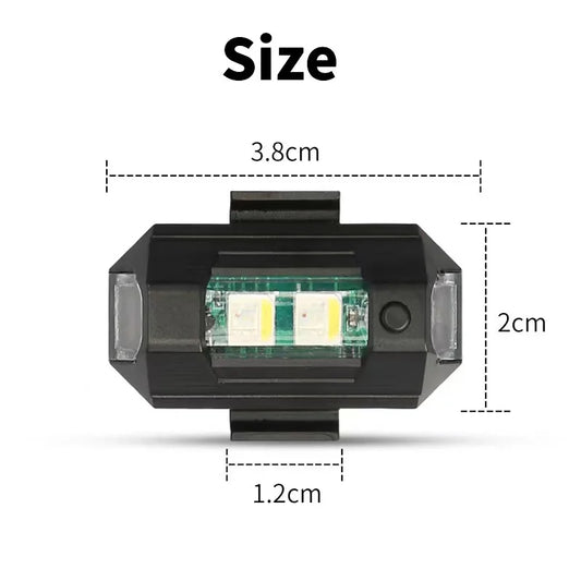 7-Color USB Rechargeable Anti-Collision Strobe Light – 30 Modes Night Visibility Motorcycle Drone (2pcs)