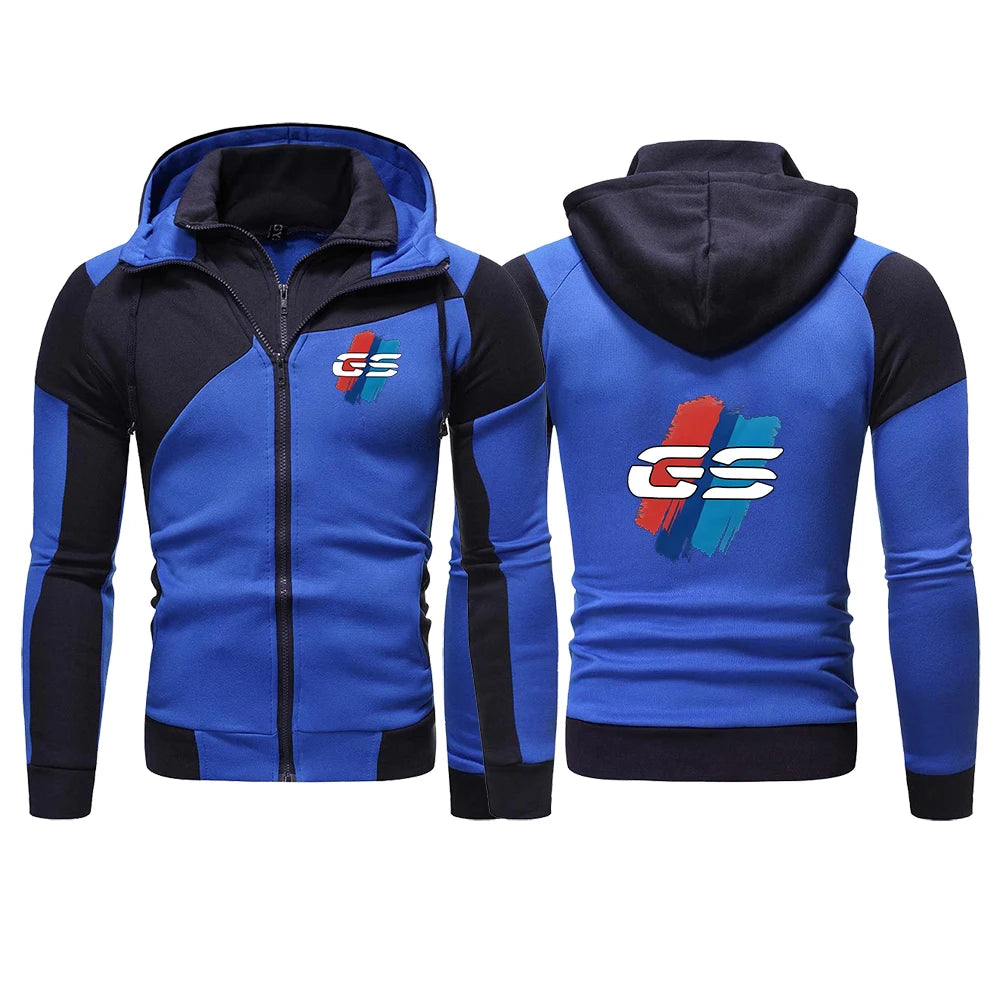 GS Adventure Slim-Fit Zip Hoodie – Men's Patchwork Colorblock Jacket