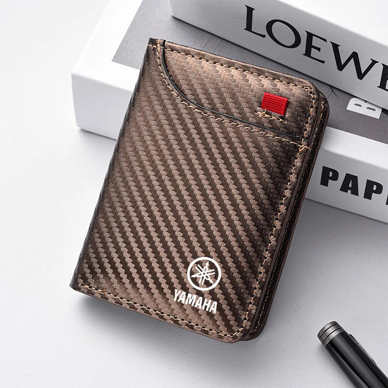 Carbon Fiber Motorcycle Card Wallet – Slim PU Leather Purse