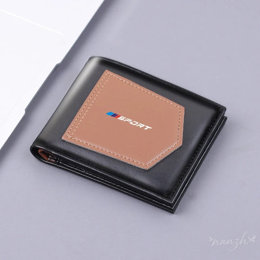 Sport Leather Men's Wallet – Waterproof Short Bifold with Card Slots