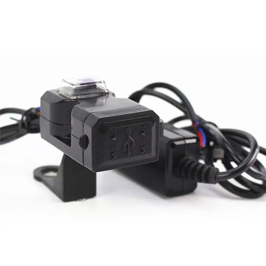 Dual USB Motorcycle Charger – Waterproof Handlebar & Mirror Mount, 12V-24V
