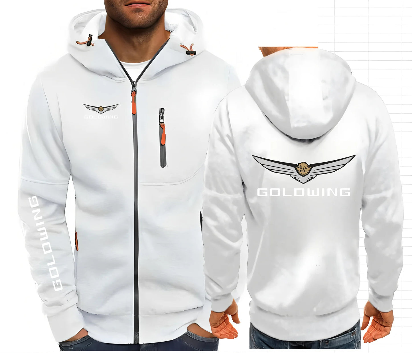Moto Biker Fleece Zip Hoodie – Hand-Painted Print Slim Fit S–4XL