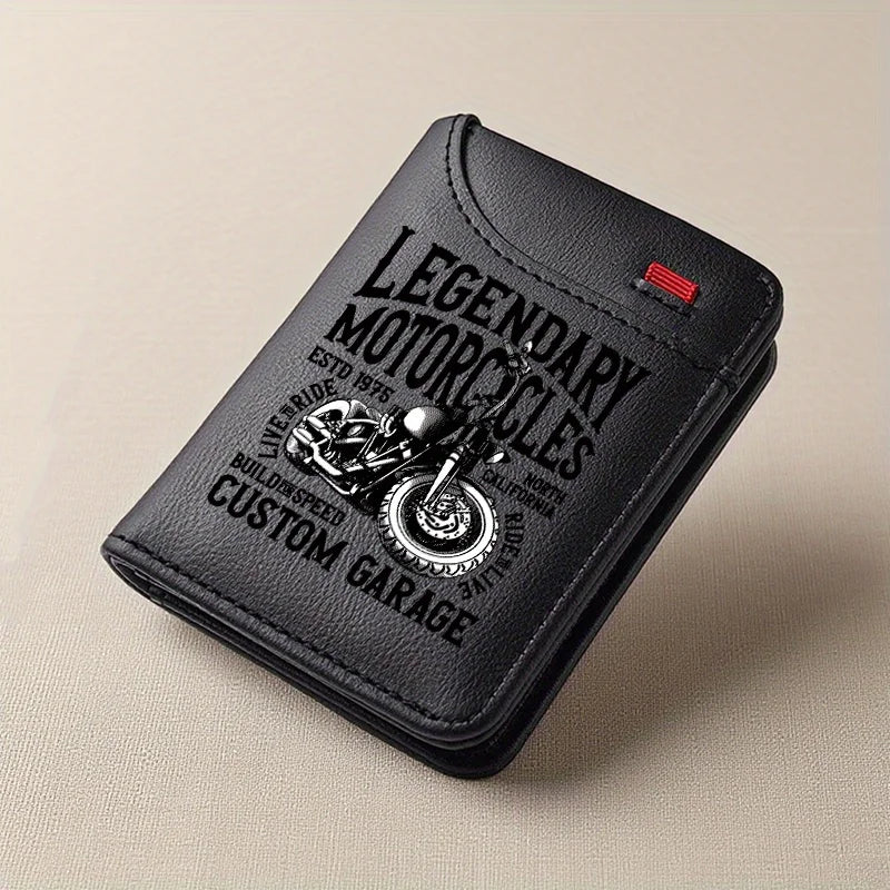 Men's Retro Faux Leather Motorcycle Wallet – Slim Card Holder