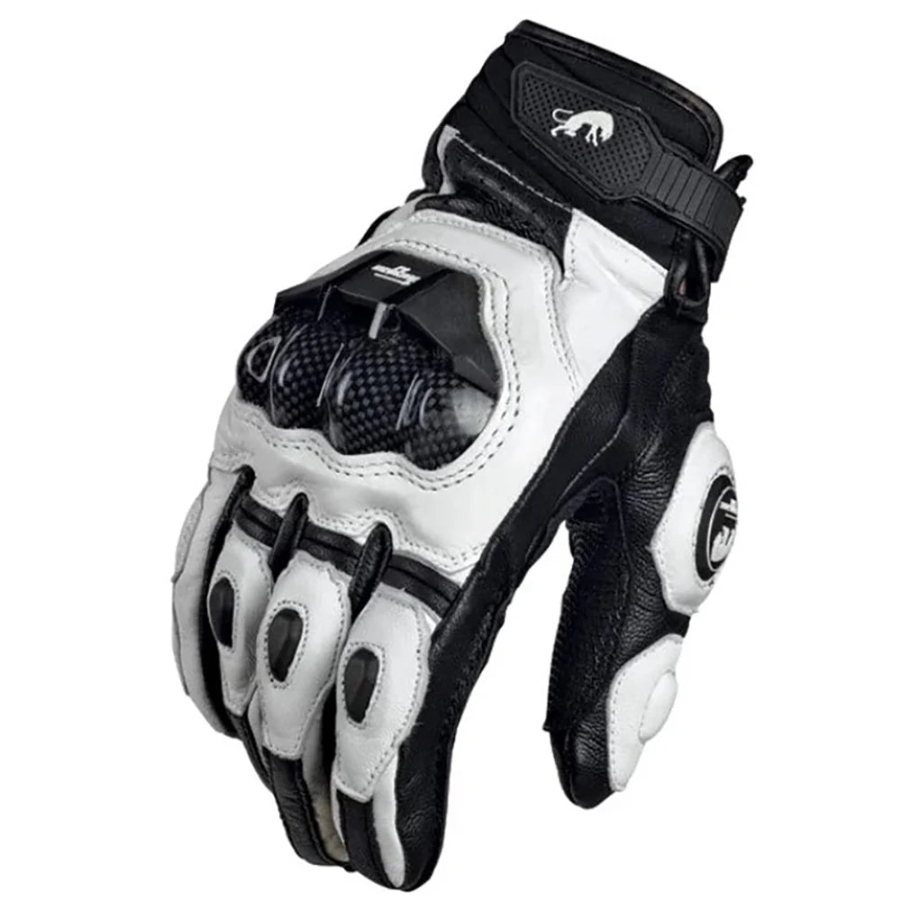 Genuine Leather Motorcycle Racing Gloves – Carbon Knuckle Protection