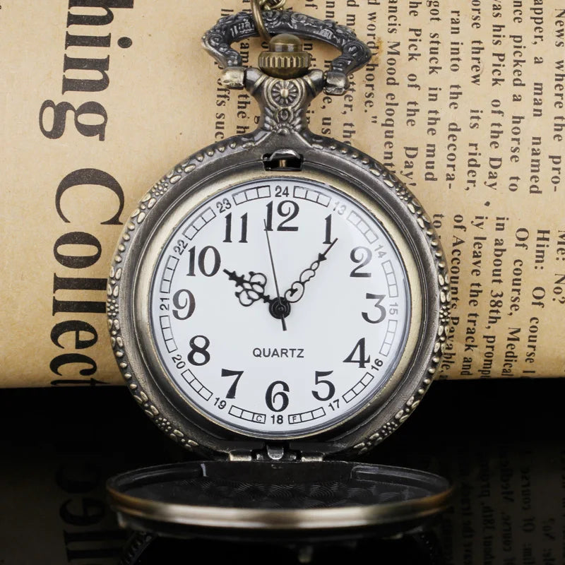 Vintage Bronze Motorcycle Pocket Watch – Quartz Necklace Gift