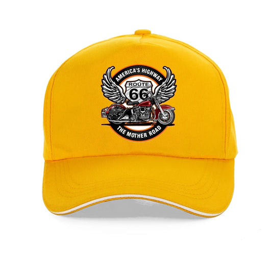 Route 66 Motorcycle Snapback Cap – Unisex Adjustable Baseball Hat