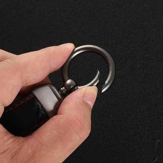 Carbon Fiber Motorcycle Keychain – Premium Leather Keyring for Riders