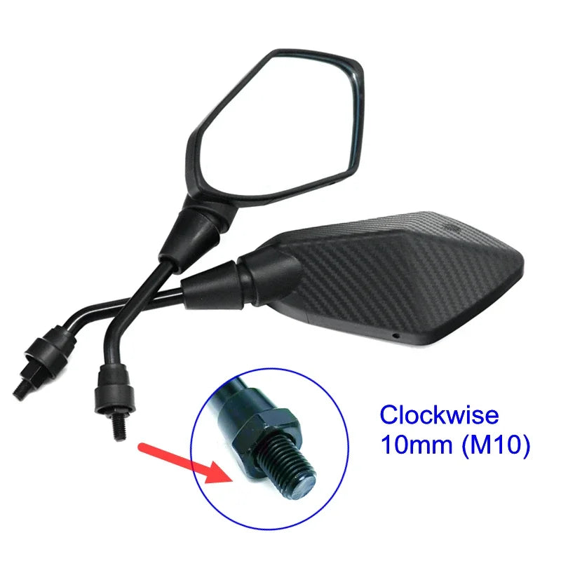 Carbon Fiber Convex Rearview Mirrors – Motorcycle Scooter E-Bike Pair