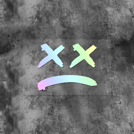 XX Eye Sad Face Motorcycle Helmet Sticker – Waterproof Vinyl Decal