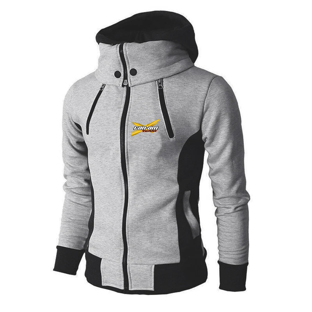 Moto Rider Zip Hoodie – Cotton-Lined Graphic Print Spring & Autumn