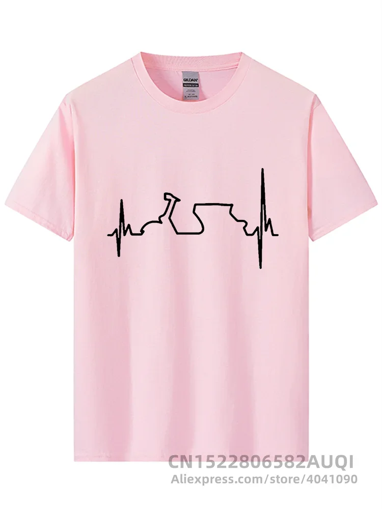 Women's Funny Motorcycle Heartbeat Graphic T-Shirt XS–XXXL