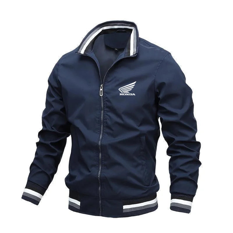 Racing Wing Stand Collar Zip Jacket – Casual Sports Coat