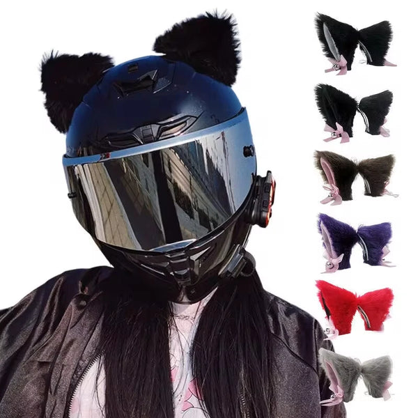Plush Motorcycle Helmet Cat Ears