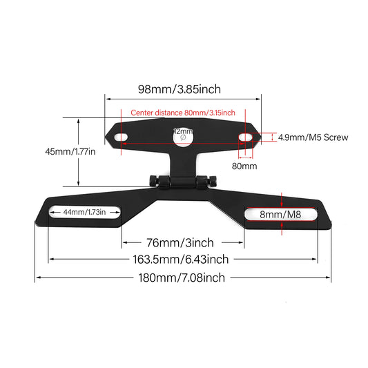 Folding Motorcycle License Plate & Taillight Bracket – Adjustable Aluminum Alloy Mount
