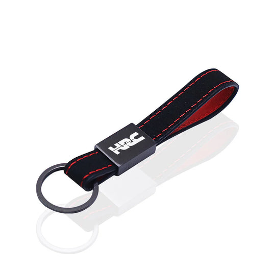Racing Leather Motorcycle Keychain – Stitched Strap with Metal Clasp
