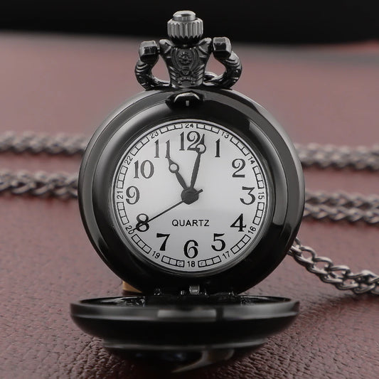 Motorcycle Dome Glass Pocket Watch — Vintage Necklace Chain