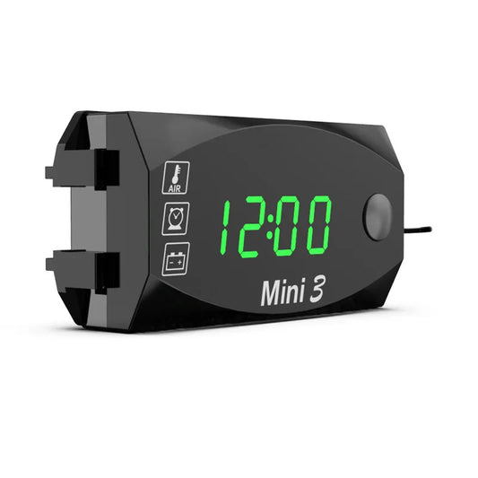 3-in-1 Motorcycle Digital Clock — Thermometer & Voltmeter, IP67