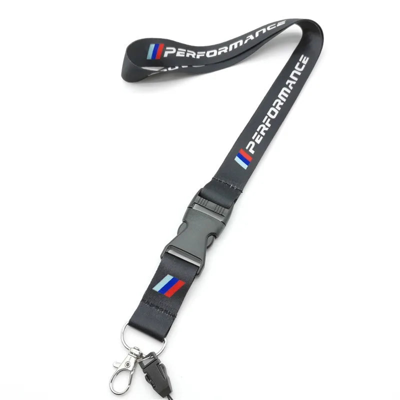 Performance Nylon Neck Lanyard Keychain – Motorsport Emblem Print
