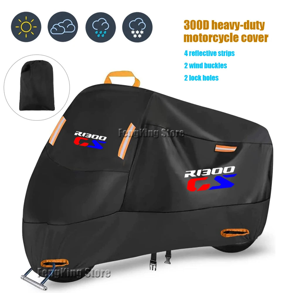 210D Waterproof Motorcycle Cover All-Season Universal Outdoor Protection