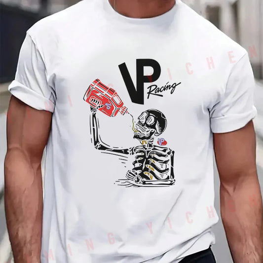 Skeleton Graphic Motorcycle T-Shirt – 100% Cotton Unisex Moto Tee