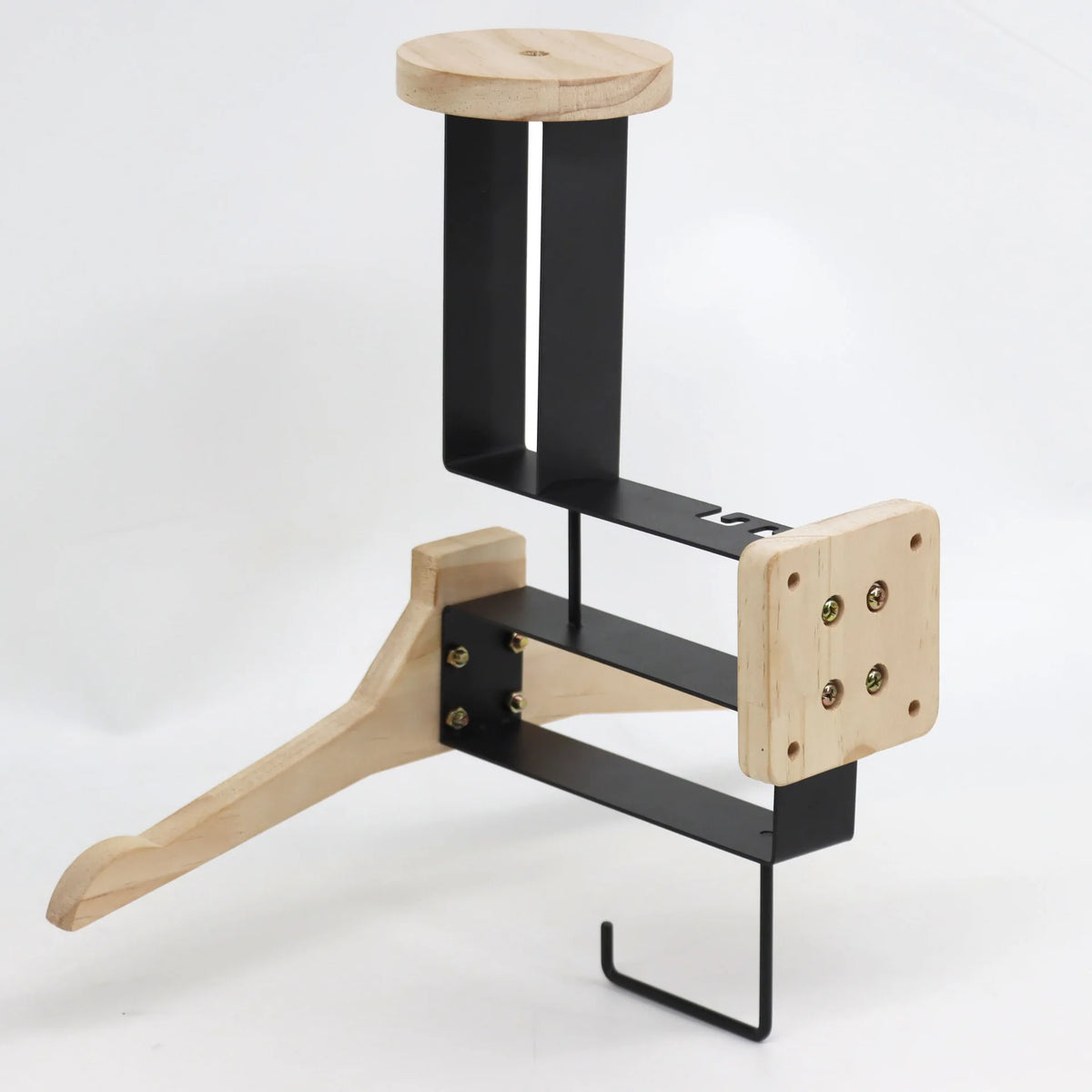 Wooden Motorcycle Helmet & Cap Hanger – Stainless Steel Wall Mount