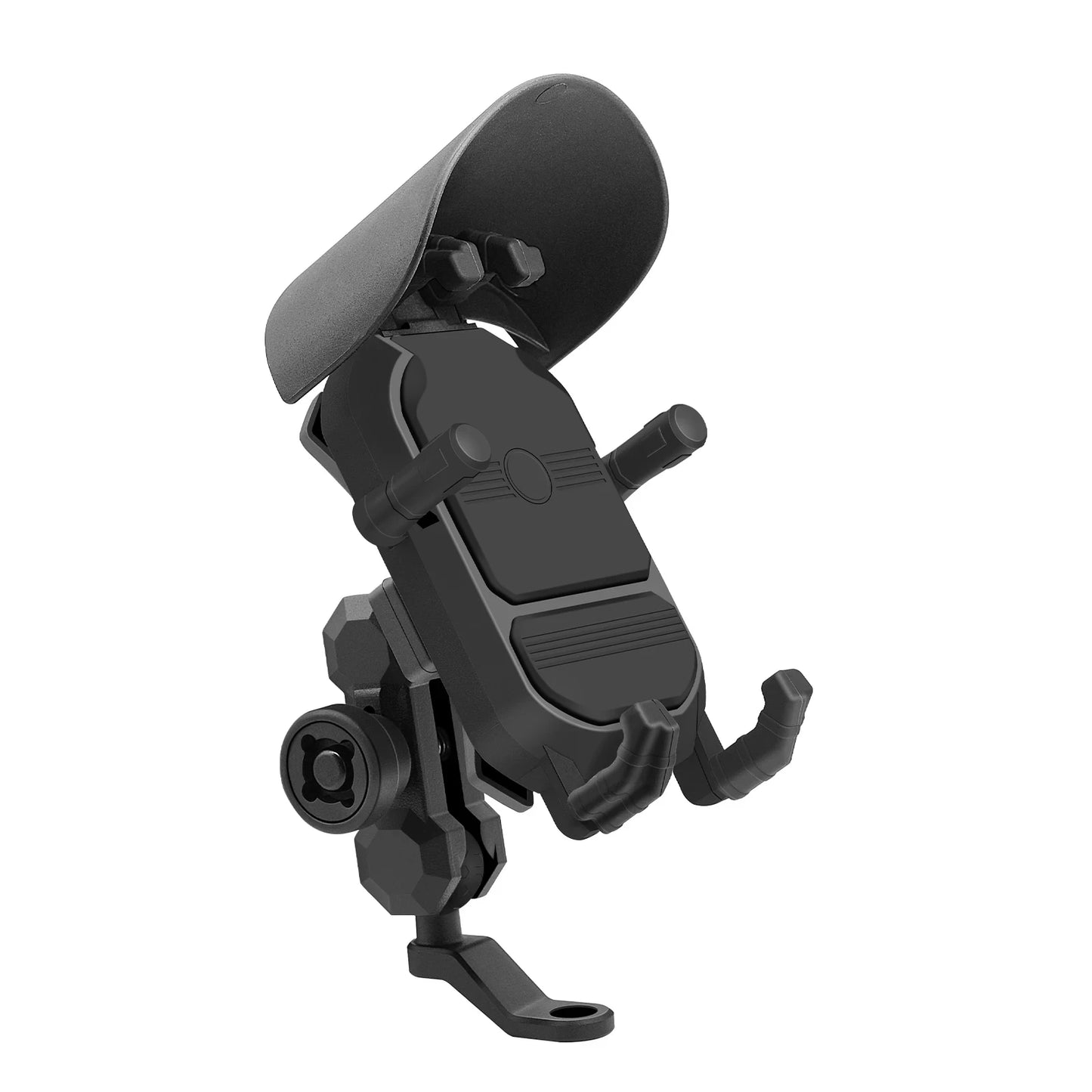 Motorcycle Phone Holder with Sun Visor – 360° Handlebar Mount