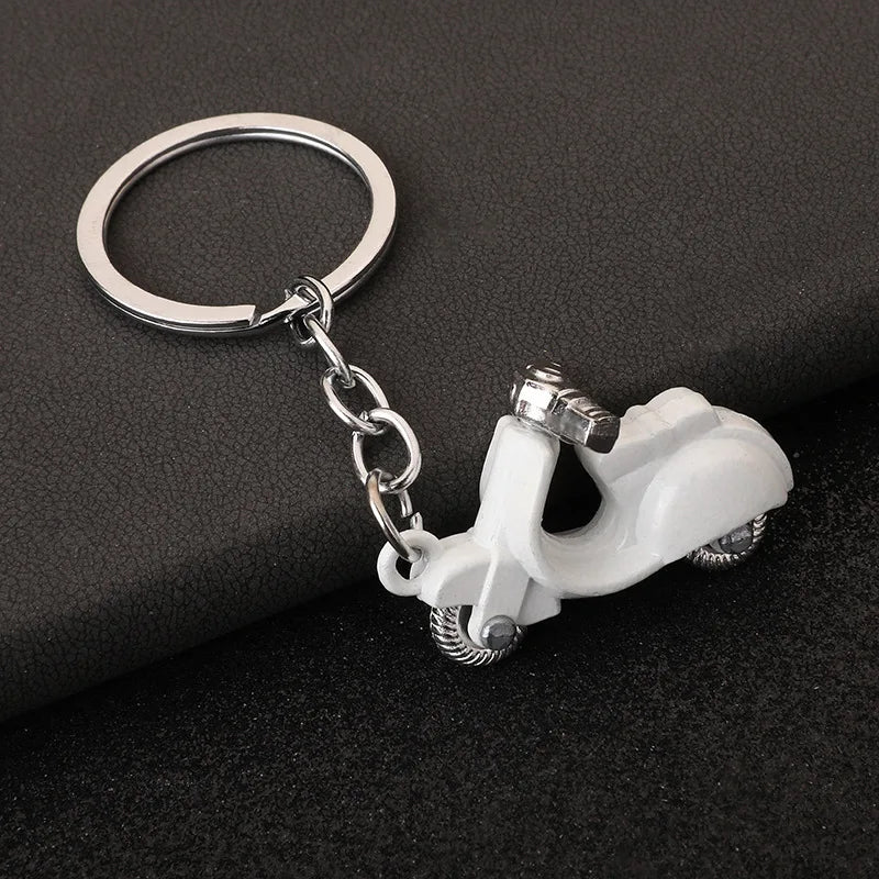 Mini Scooter Keychain – Vintage 3D Metal Moped Key Ring