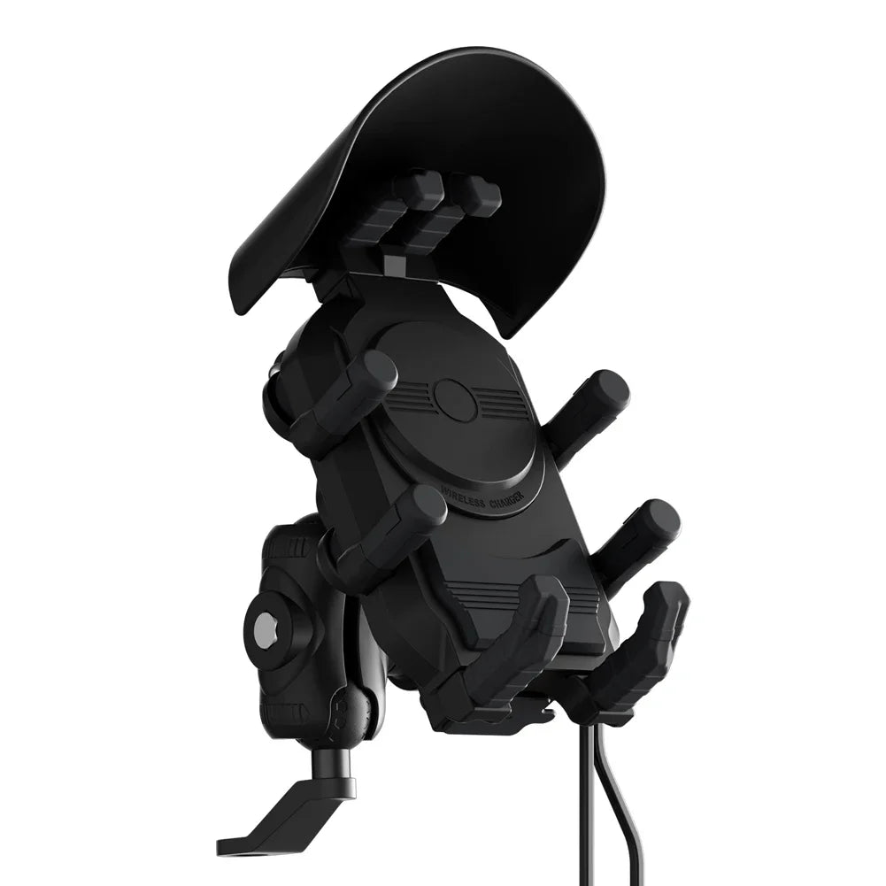 15-W-Wireless-Ladehalterung für Motorrad-Handy – wasserdicht, 360° drehbar, diebstahlsicher | Lenker- oder Spiegelmontage