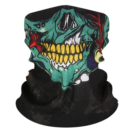 Skull Face Bandana Neck Gaiter – Breathable Outdoor Headwear for Cycling & Moto