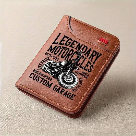 Men's Retro Faux Leather Motorcycle Wallet – Slim Card Holder