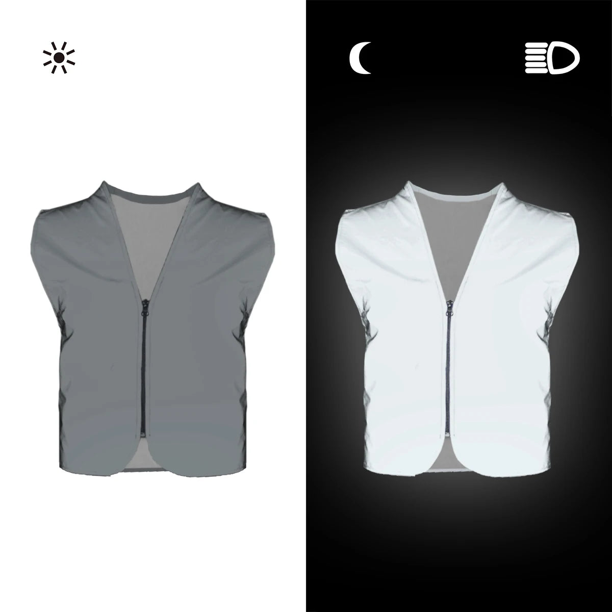 Full Reflective Safety Vest – Hi-Vis Zip Gilet for Riding, Cycling & Running