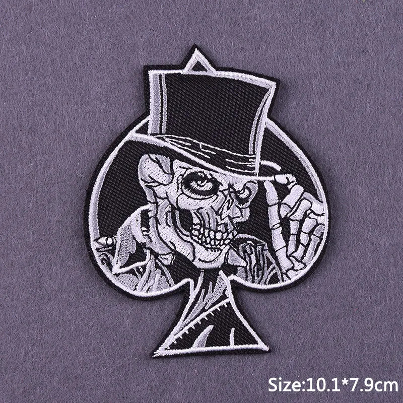 Punk Skull Iron-On Embroidered Patch – Motorcycle Jacket & Clothing Badge
